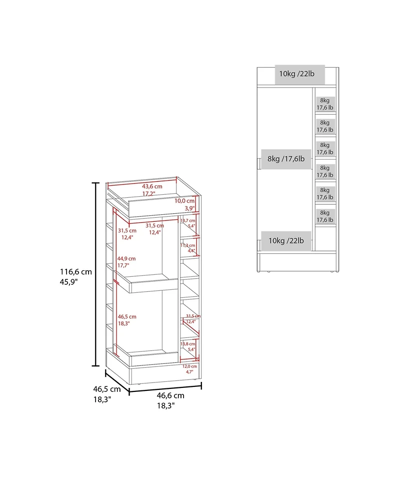 Fm Furniture Lamer Corner Bar Cabinet with Wine Rack and Open Shelf