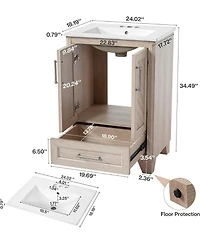 Tribesigns 24 Inch Bathroom Vanity with Sink, Modern Farmhouse
