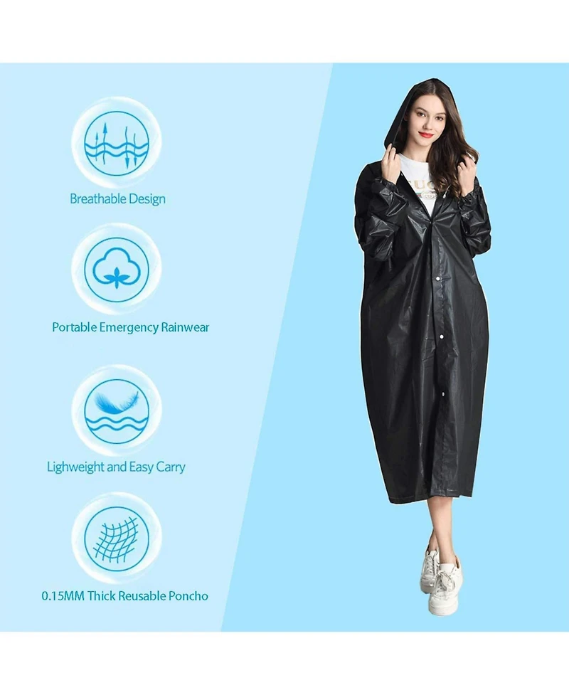 Piscifun 2 Pack Adult Rain Ponchos Packable Drawstring Hood Travel Jackets