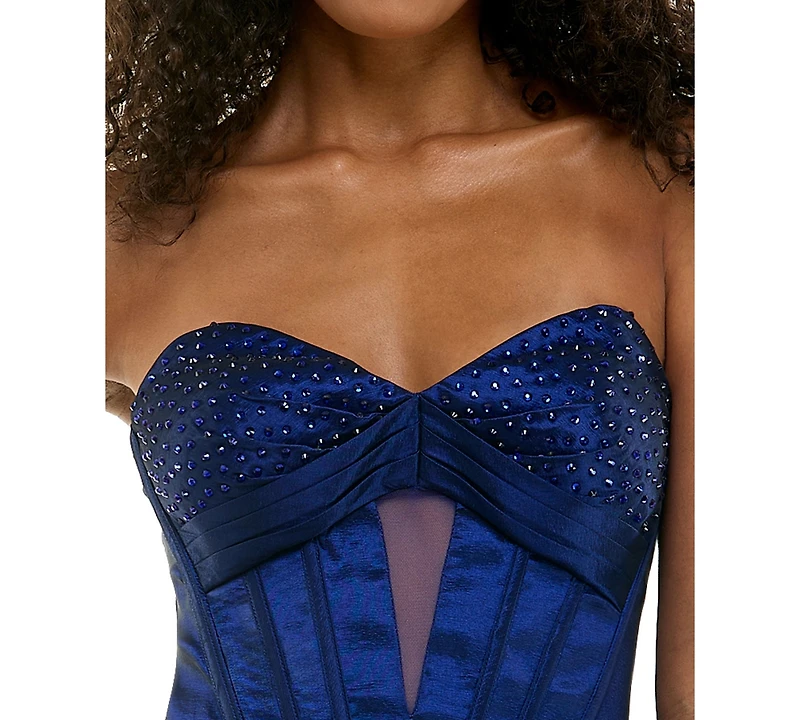Seni & Cade Juniors' Strapless Mini Fit-and-Flare Dress