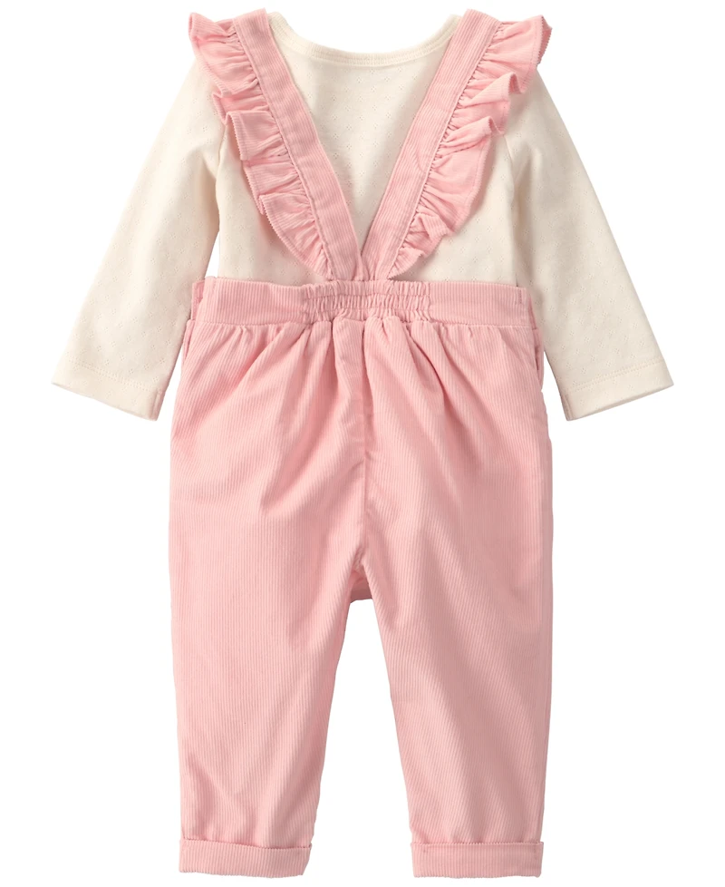 Carter's Baby Girls' Crewneck T-Shirt and Heart Corduroy Overall, 2-Piece Set