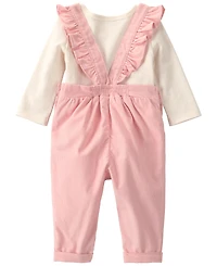 Carter's Baby Girls' Crewneck T-Shirt and Heart Corduroy Overall, 2-Piece Set