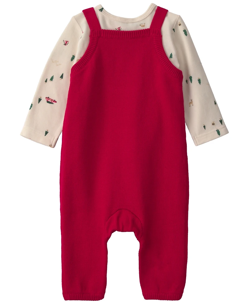 Carter's Baby Boys' Round Neck T-Shirt and Reindeer Sweater Overall, 2-Piece Set