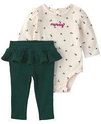 Carter's Baby Girls' Merry Bodysuit and Pants, 2-Piece Set