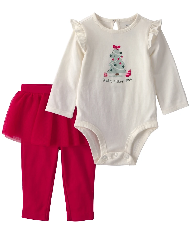 Carter's Baby Girls' Santa's Littlest Love Bodysuit and Tutu Pants, 2-Piece Set