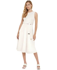 Calvin Klein Women's Crewneck Sleeveless A-Line Suede Dress