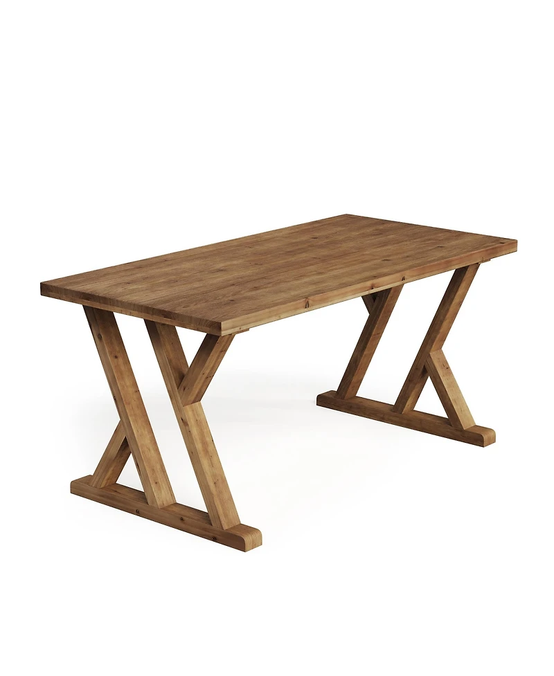 Tribesigns 63" Solid Wood Farmhouse Dining Table for 4–6, Brown