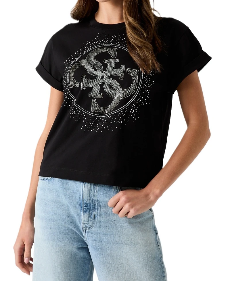 Guess Women's 4G Degrade Hotfix Graphic Cotton T-Shirt