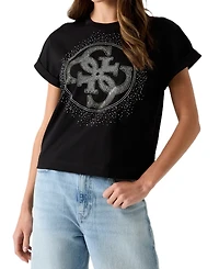 Guess Women's 4G Degrade Hotfix Graphic Cotton T-Shirt
