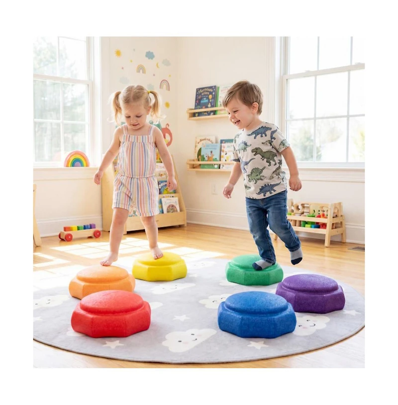 Slickblue 6-Piece Kids Balance Stepping Stones for Sensory Play, Ages 3+