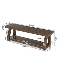 Tribesigns 63" Solid Wood Tv Stand, 2-Tier Entertainment Center