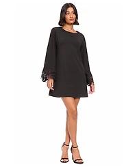 London Times Women's Embroidered A-Line Bell Sleeve Dress