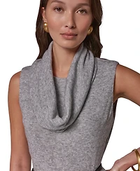 Donna Karan New York Women's Cowl Neck Attached Scarf Belted Sweater Dress
