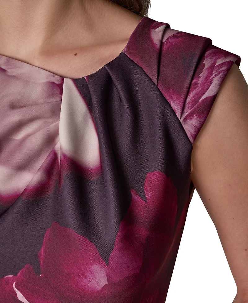 Donna Karan New York Women's Floral-Print Asymmetric-Neck Sheath Dress