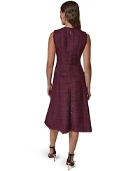 Donna Karan New York Women's Textured Tweed A-Line Crewneck Midi Dress
