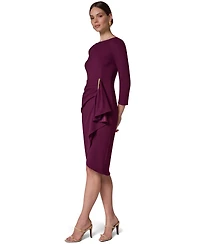 Donna Karan New York Women's Long-Sleeve Boat-Neck Side Cascade Ruffle Dress