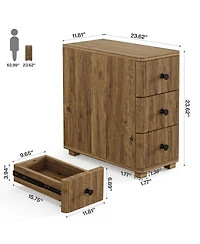 Tribesigns Nightstand with 3 Drawers, Farmhouse Fluted Narrow