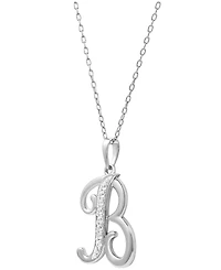Diamond B Initial 18" Pendant Necklace (1/10 ct. t.w.) in Sterling Silver