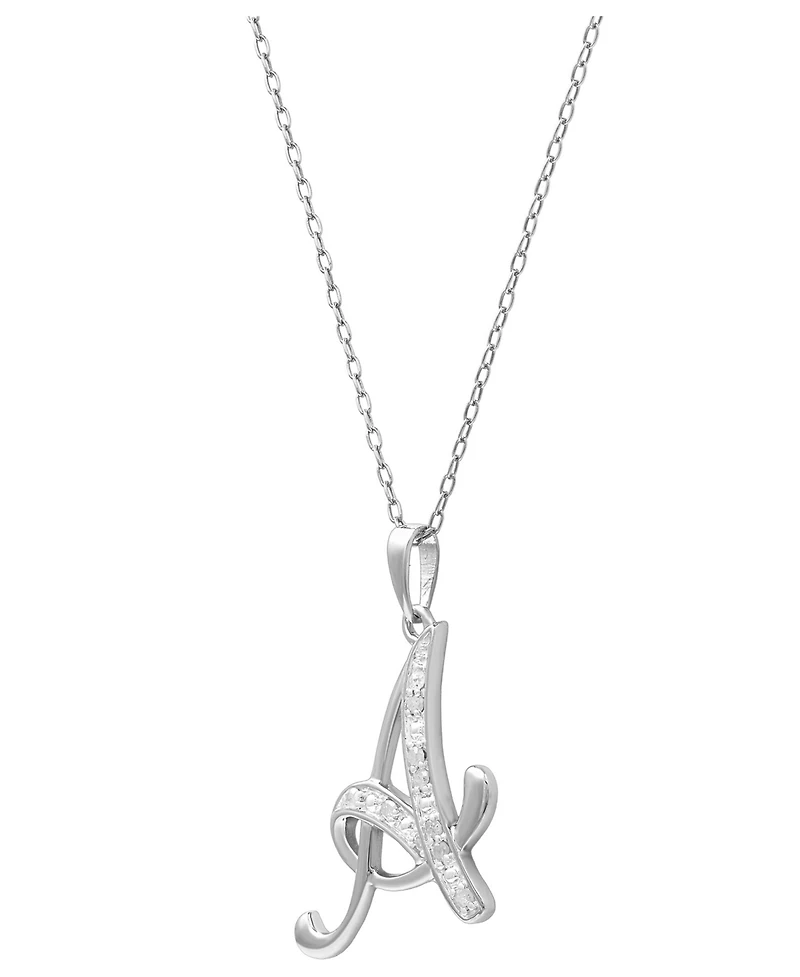 Diamond A Initial 18" Pendant Necklace (1/10 ct. t.w.) in Sterling Silver