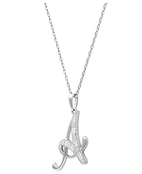 Diamond A Initial 18" Pendant Necklace (1/10 ct. t.w.) in Sterling Silver