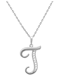 Diamond T Initial 18" Pendant Necklace (1/10 ct. t.w.) in Sterling Silver