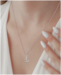 Diamond L Initial 18" Pendant Necklace (1/10 ct. t.w.) in Sterling Silver