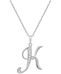 Diamond K Initial 18" Pendant Necklace (1/10 ct. t.w.) in Sterling Silver