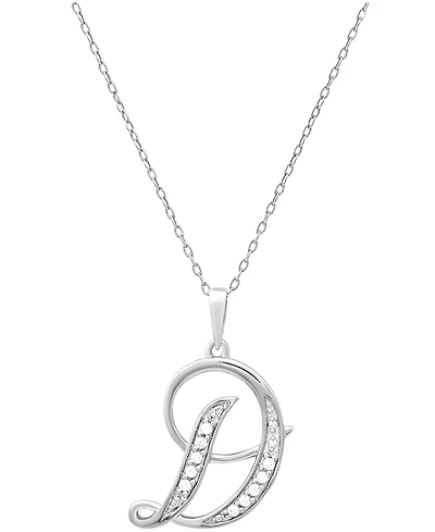 Diamond D Initial 18" Pendant Necklace (1/10 ct. t.w.) in Sterling Silver