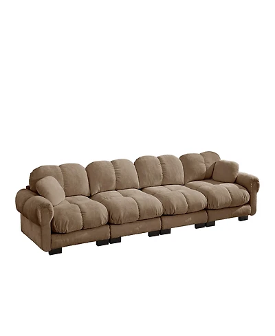 Clihome Chenille Cloud 4-Seater Sofa,Exquisite pillows and quilted back cushions