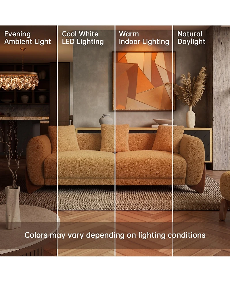 Morden Fort Cloud Couch Round Arm Plush Boucle Rectangle Sofa for Living Room Apartment Modern