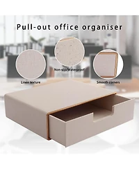 Danrong Faux Leather Stackable Drawer Organizer Desk File Storage For Home Office Supplies