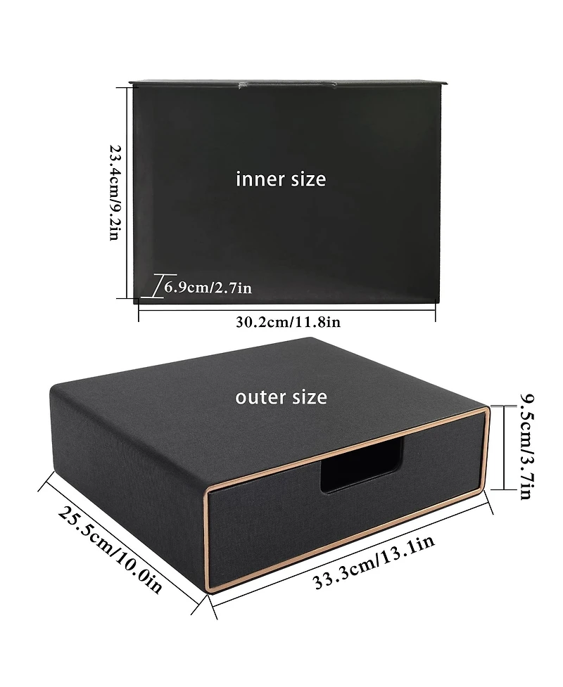 Danrong Faux Leather Stackable Drawer Organizer Desk File Storage For Home Office Supplies