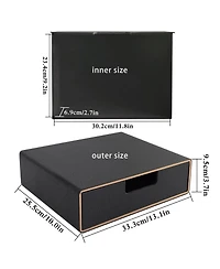 Danrong Faux Leather Stackable Drawer Organizer Desk File Storage For Home Office Supplies