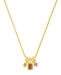 Unwritten Cubic Zirconia Gold-Plated Multi Charm Pendant Necklace