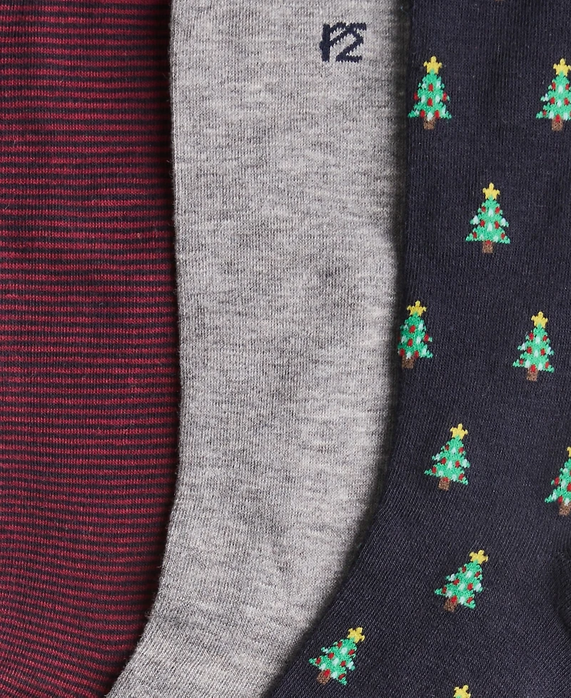 Perry Ellis Portfolio Men's Christmas Trees Mix Crew Socks, 3-Pack