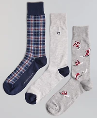 Perry Ellis Portfolio Men's Santa Ski Flat-Knit Plaid Socks, 3-Pack