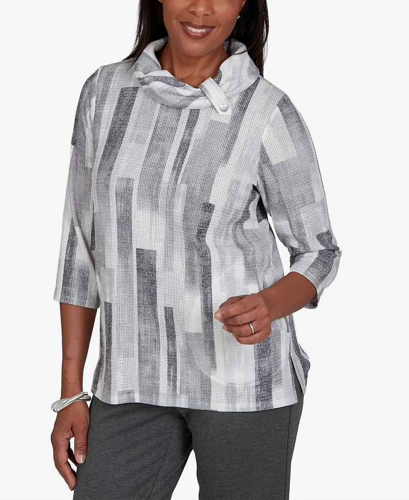 Alfred Dunner Petite Cowl Neck 3/4-Sleeve Tunic
