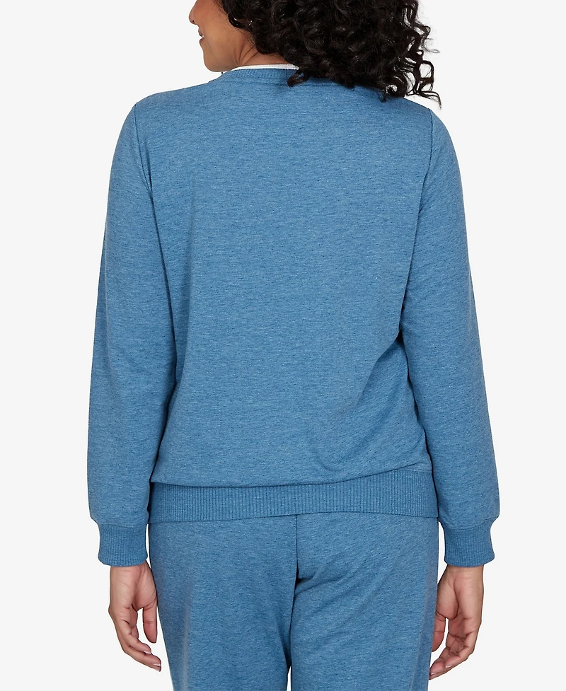 Alfred Dunner Petite Embroidered Long-Sleeve Pullover