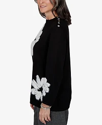 Alfred Dunner Petite 3/4-Sleeve Floral Pullover Sweater