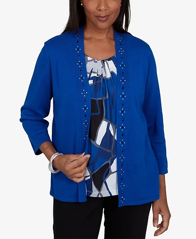 Alfred Dunner Women's Shawl-Collar Open-Front Cardigan