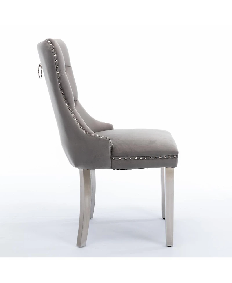 Streamdale Furniture Velvet Tufted Contemporary Dining Chair with Chrome Legs