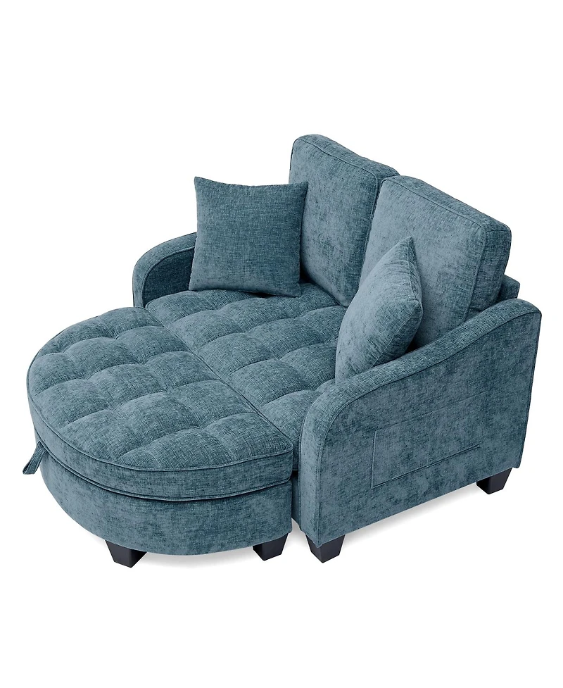 Streamdale Furniture 2-Seater Sofa Chaise with Storage Footrest and Pillows