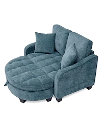 Streamdale Furniture 2-Seater Sofa Chaise with Storage Footrest and Pillows
