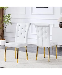 Streamdale Furniture Set of 2 Retro Alligator-Textured Dining Chairs with Crystal Buckle