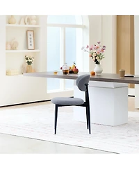 Streamdale Furniture Upholstered Fabric Dining Chairs with Black Metal Legs, Set of 2