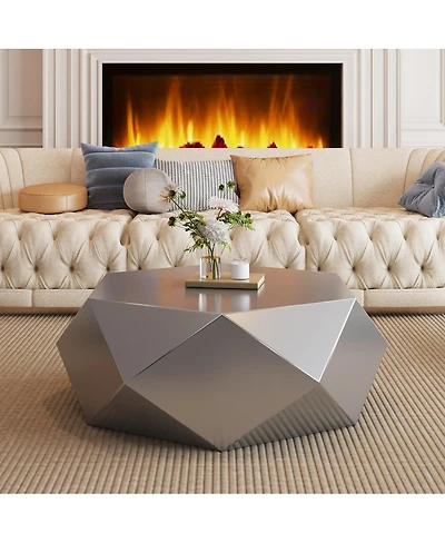 Streamdale Furniture Modern Stainless Steel Geometric Coffee Table, No Assembly