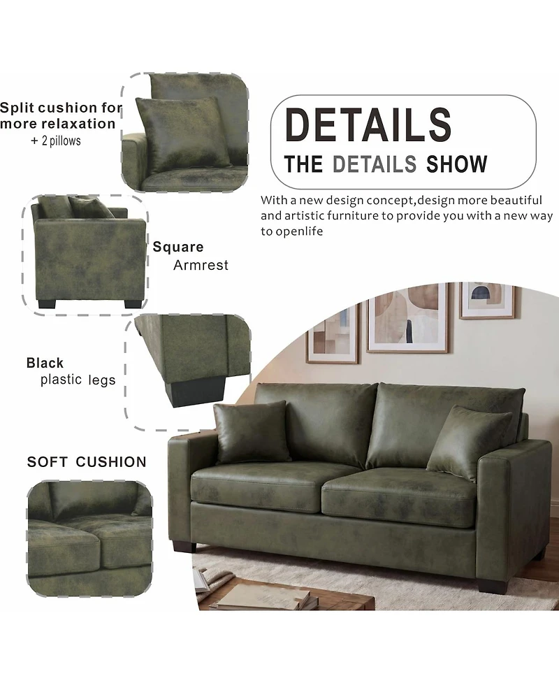 Streamdale Furniture Foil 2-Seater Sofa with Two Throw Pillows