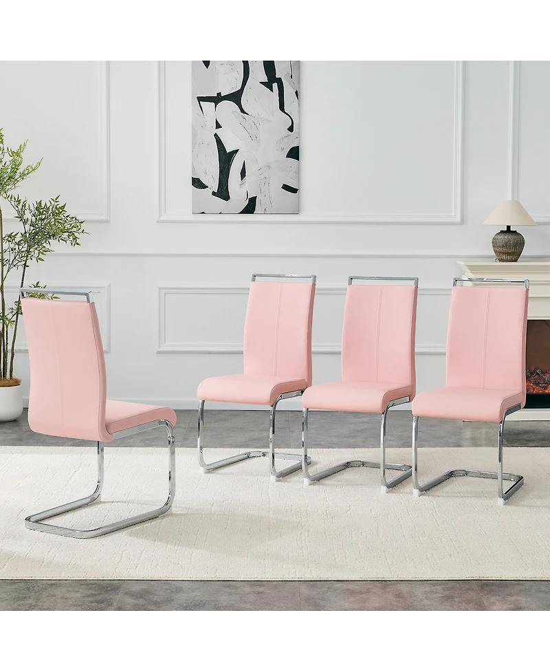 Streamdale Furniture Set of 4 Pu Dining Chairs with Legs