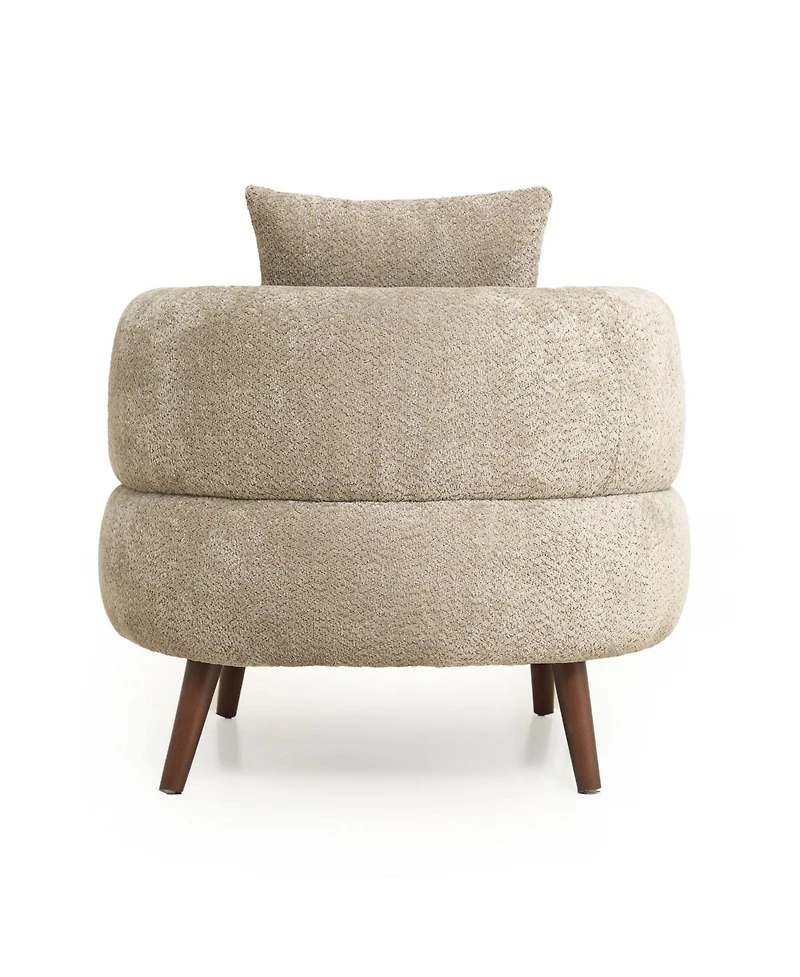 Streamdale Furniture Nordic Chenille Lazy Club Chair with Ottoman and Pillow