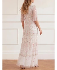 Needle & Thread Women's Rococo Ribbon Floral-Embroidered Sheer Gown